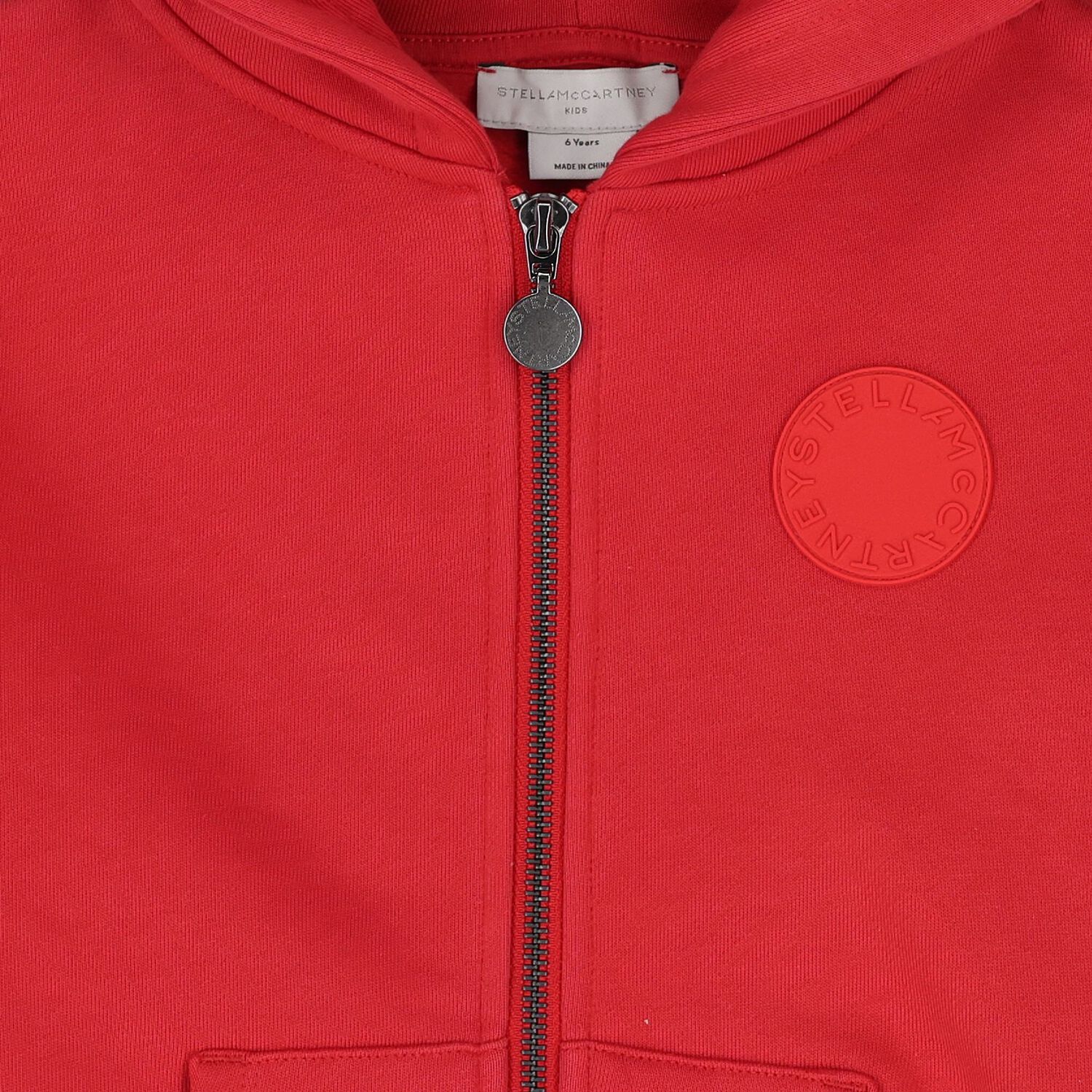 Boys Red Logo Hooded Zip Up Top, 1, hi-res