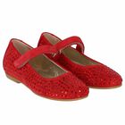 Girls Red Embellished Ballerina Shoes, 1, hi-res