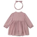 Younger Girls Pink Floral Tulle Dress Set, 2, hi-res