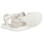 Girls White & Gold Logo Sandals, 2, hi-res