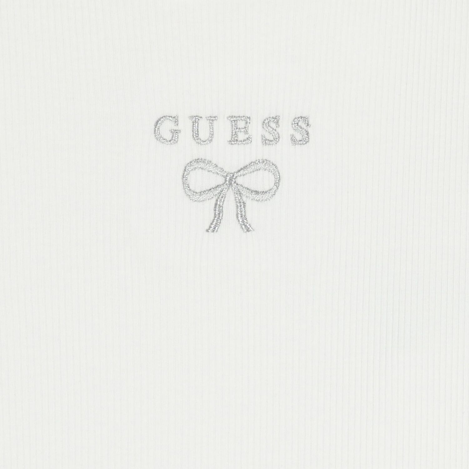 Girls White Logo Ribbed Top, 1, hi-res