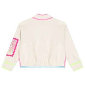 Girls Beige Fleece Zip Up Top