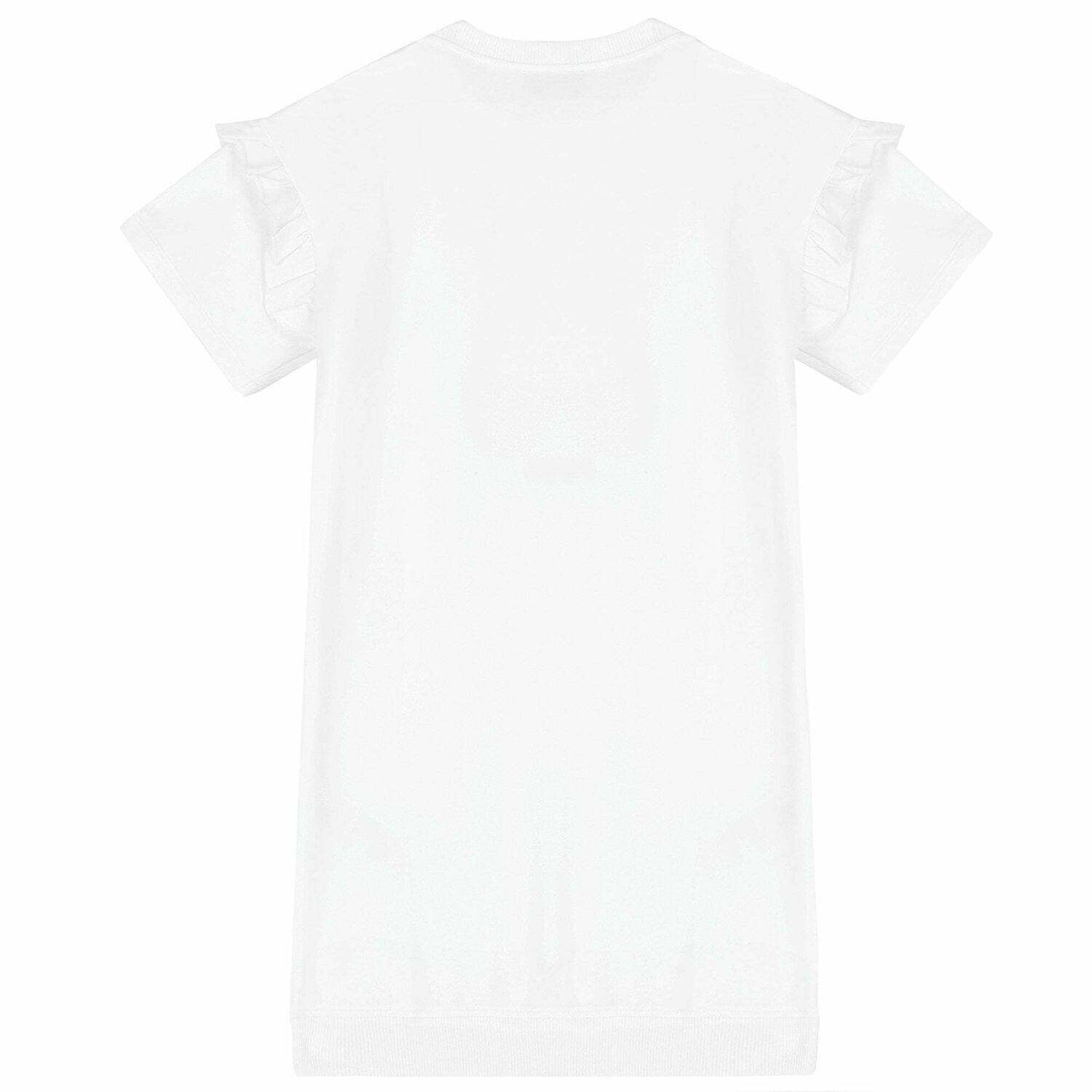 Girls White Teddy Logo Dress, 1, hi-res