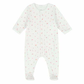 Baby Girls White & Pink Cherry Babygrow