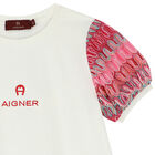 Girls Ivory Logo Dress, 1, hi-res