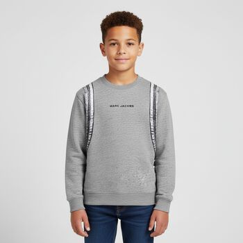 Boys Grey Logo Backpack Sweatshirt, 1 Boys Grey Logo Backpack Sweatshirt