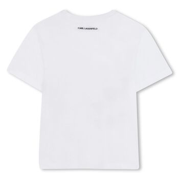 Girls White Ikonik Karl & Choupette T-Shirt