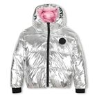 Girls Silver & Pink Reversible Puffer Jacket, 1, hi-res