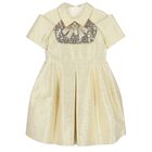 Girls Gold Jacquard Dress, 1, hi-res