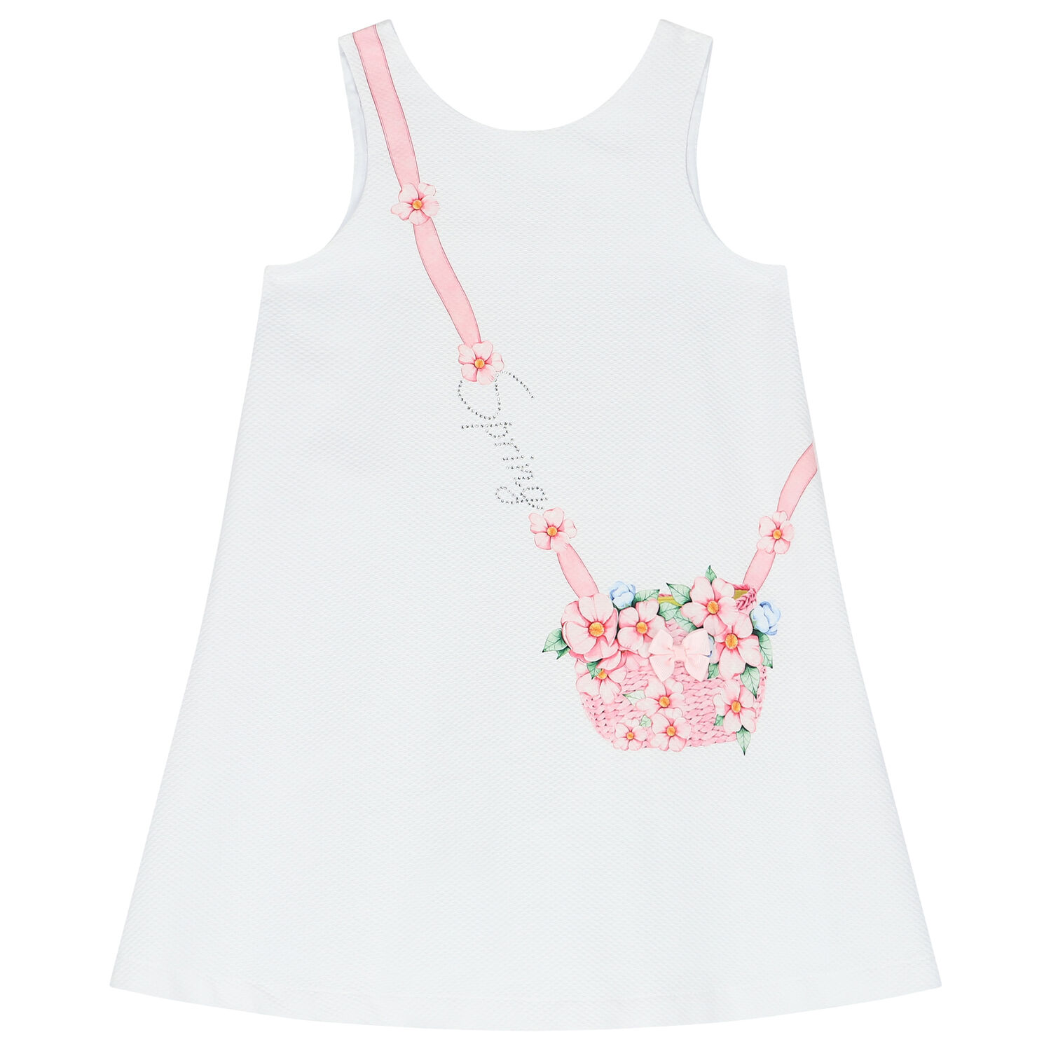 Girls White Floral Bag Dress, 1, hi-res image number null