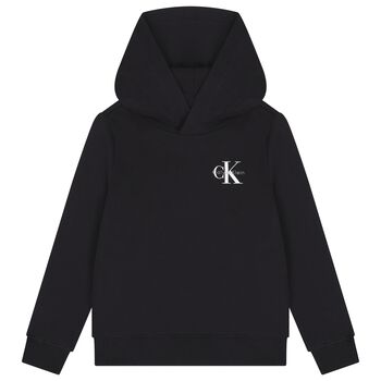 Boys Black Logo Hooded Top 