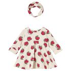 Baby Girls Beige Apple Dress Set, 2, hi-res