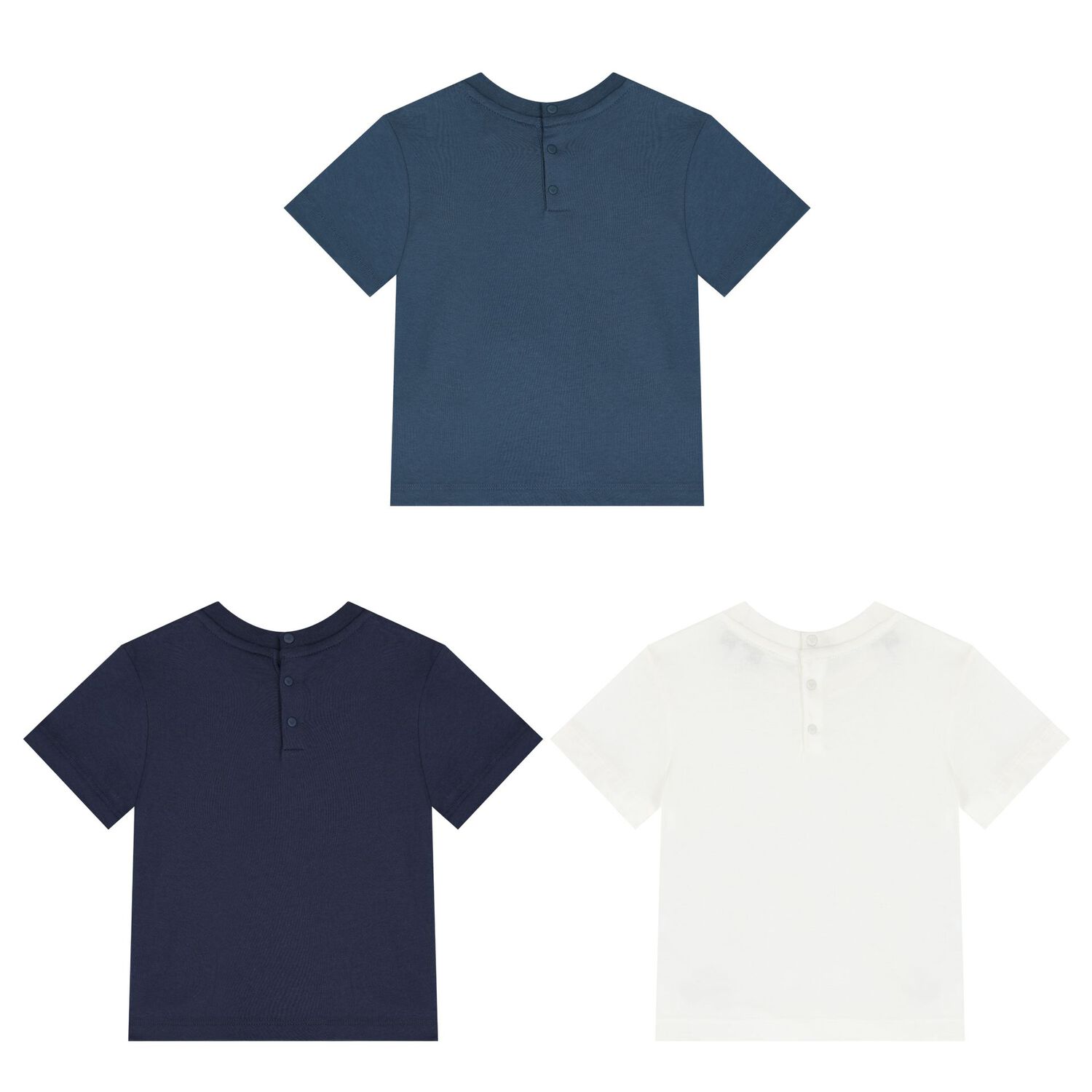Younger Boys Navy Blue & White T-Shirt ( 3-Pack ), 1, hi-res