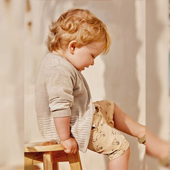 Younger Boys Beige Cotton Shorts