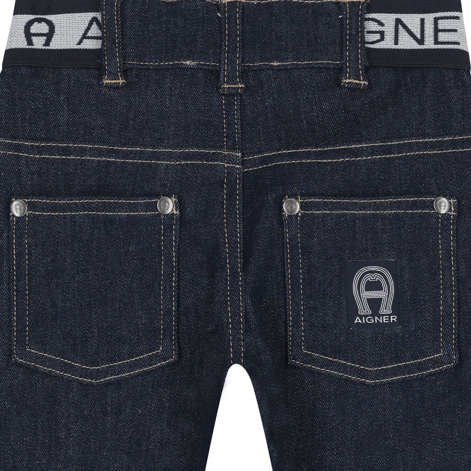 Younger Boys Navy Logo Jeans, 1, hi-res