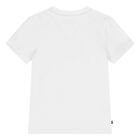 Younger Boys White & Ivory Striped Logo T-Shirts (2 Pack), 1, hi-res