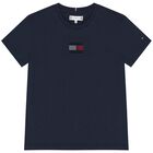 Girls Navy Blue Embellished Logo T-Shirt, 1, hi-res