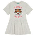 Girls Grey Tiger Logo Dress, 1, hi-res