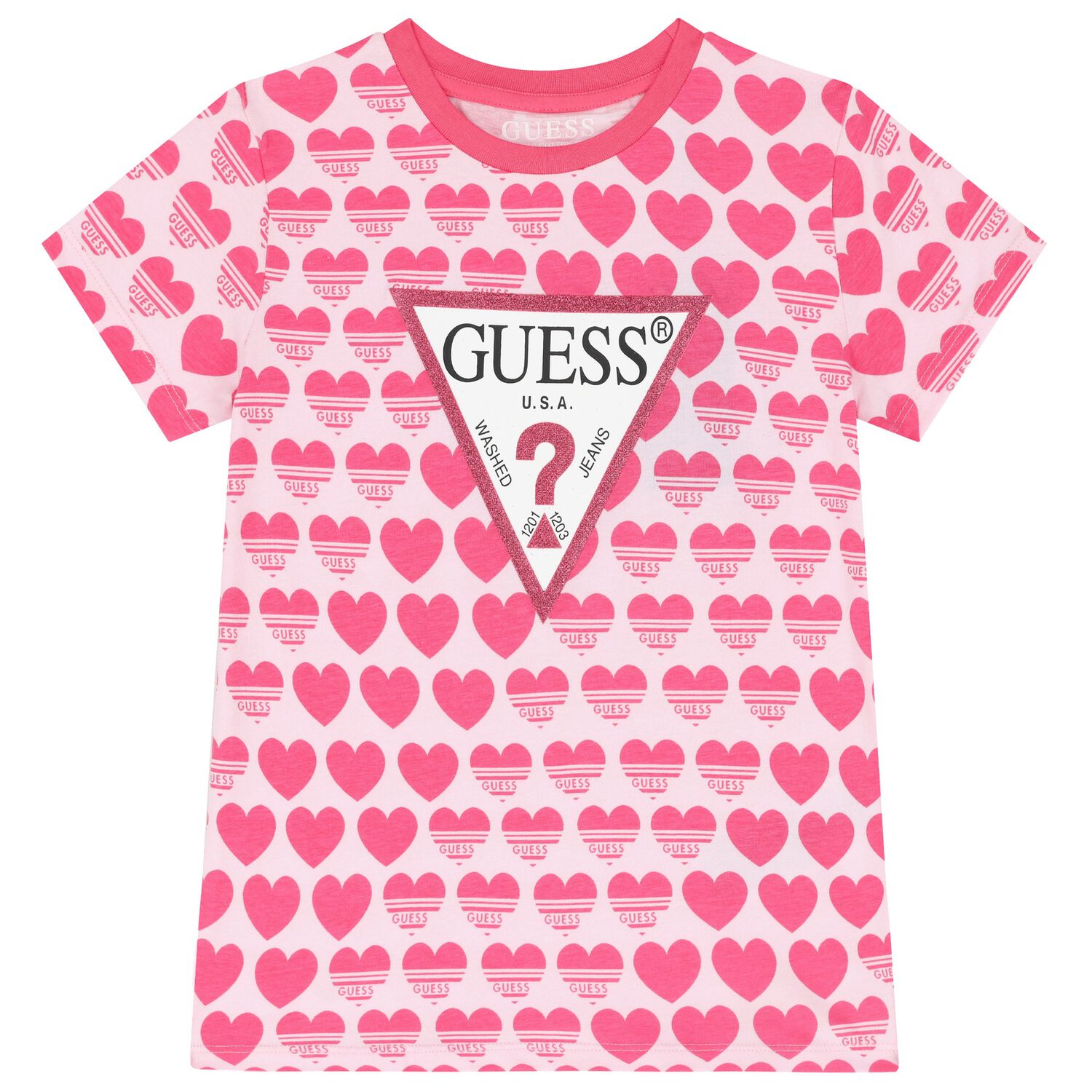 Girls Pink Heart Logo T-Shirt, 3, hi-res image number null