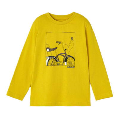 Boys Yellow Bicycle Long Sleeve Top