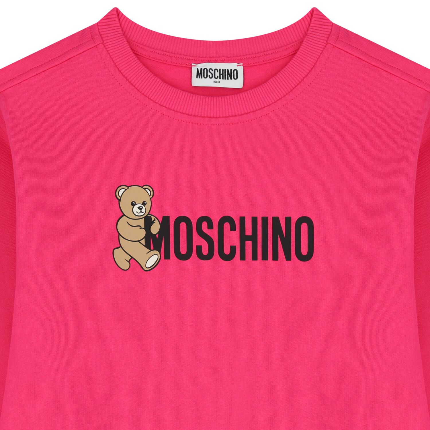 Girls Pink Teddy Bear Logo Dress, 2, hi-res
