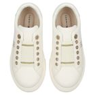 Girls Ivory & Gold Logo Trainers, 1, hi-res