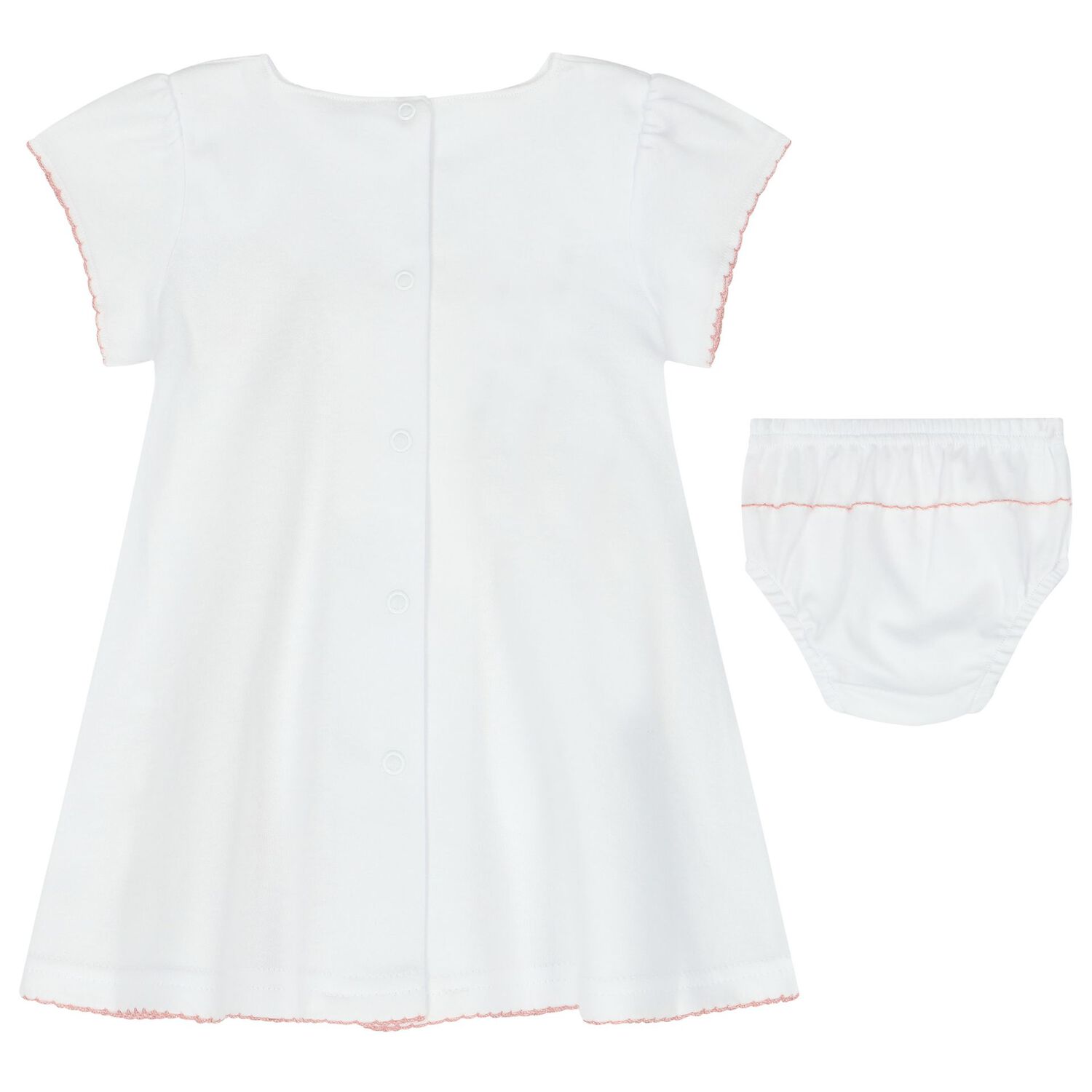 Baby Girls White & Pink Swan Dress Set, 1, hi-res