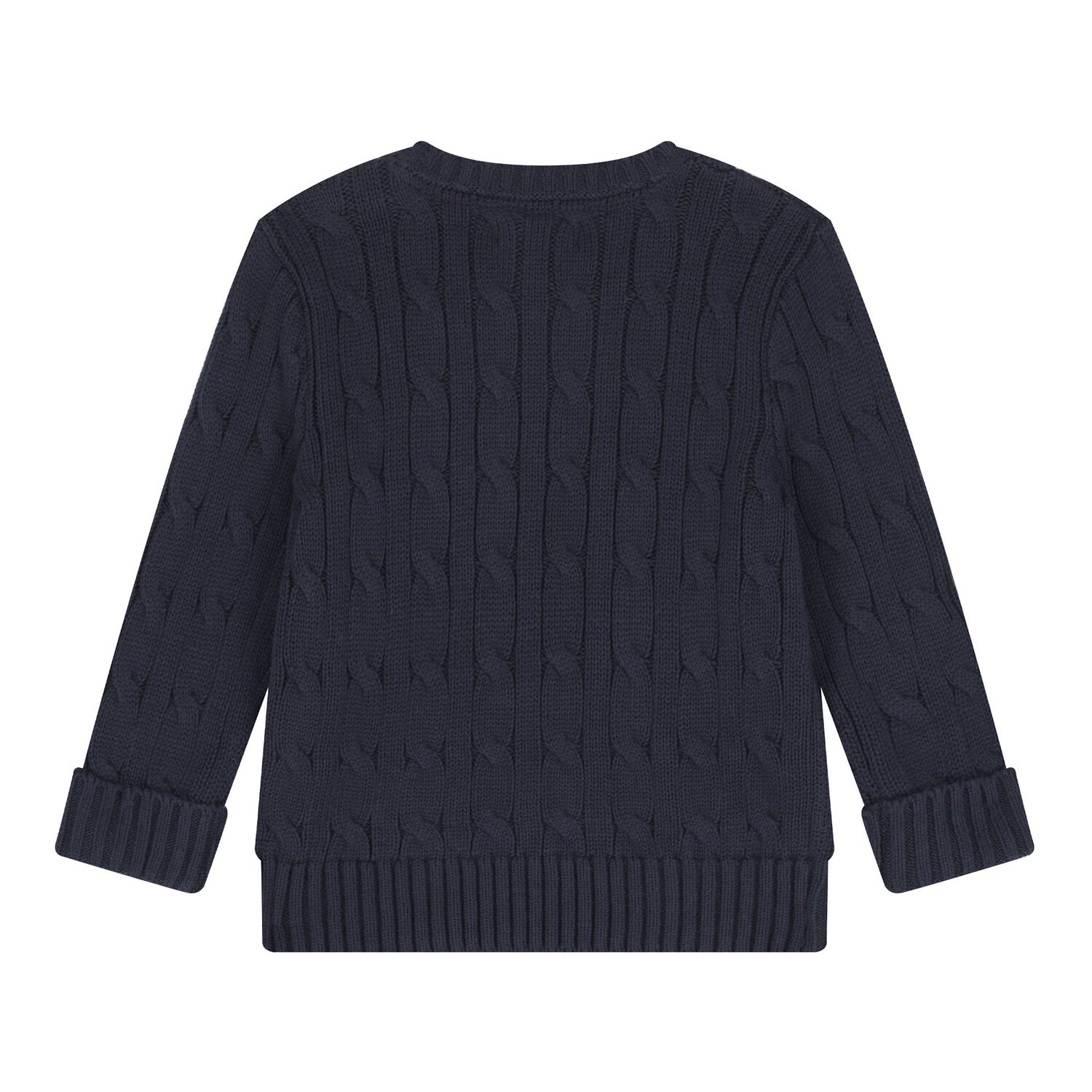 Navy Blue Logo Cable Baby Knit Jumper, 1, hi-res