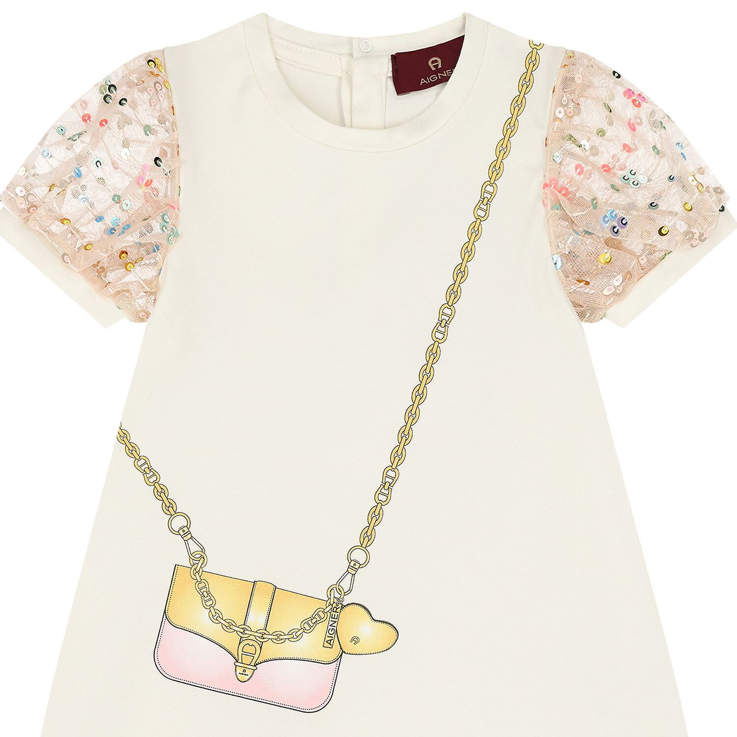 فستان بنات  بطبعة حقيبة باللون العاجي, 1, hi-res image number null