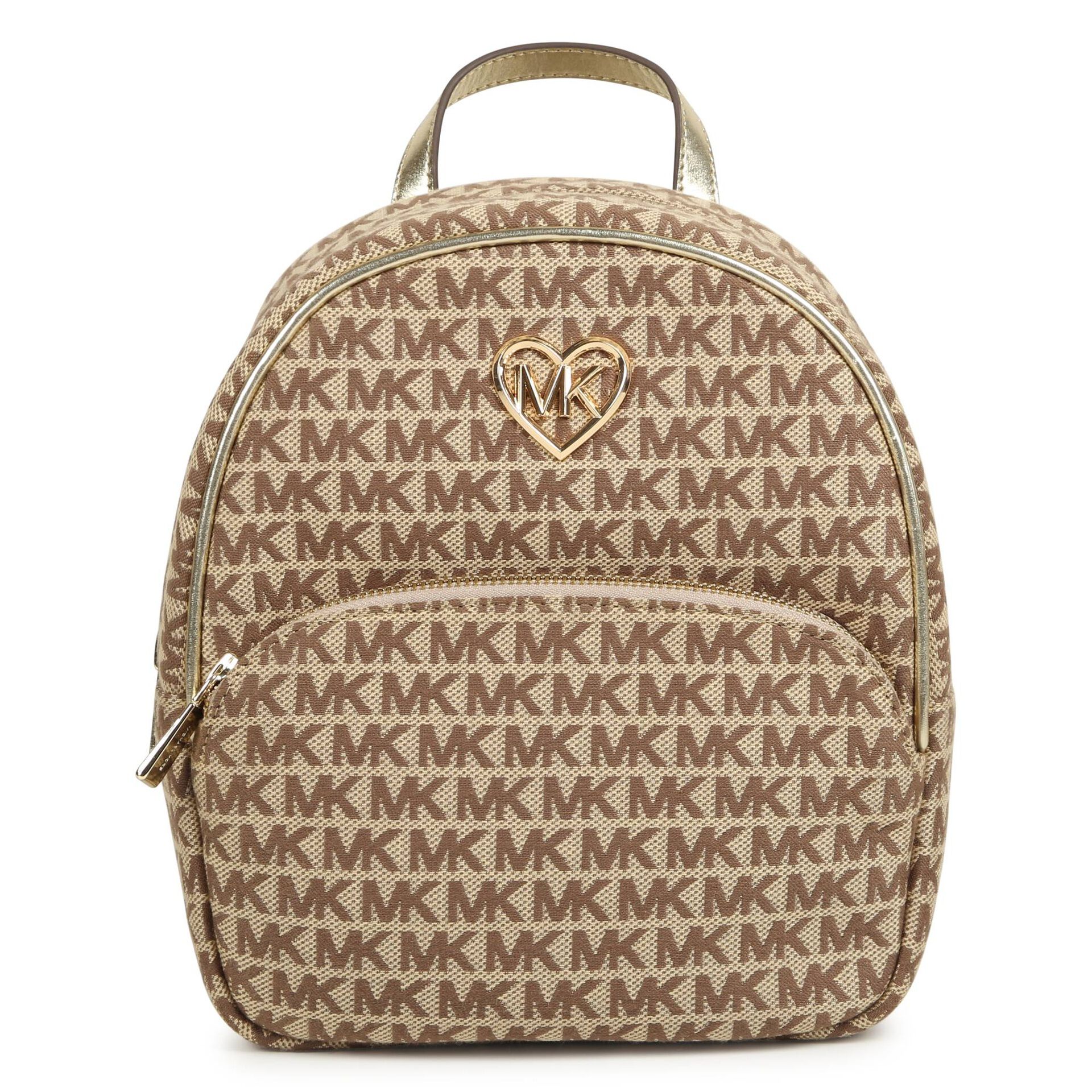 MICHAEL KORS Girls Beige Gold Logo Monogram Backpack Junior Couture UAE