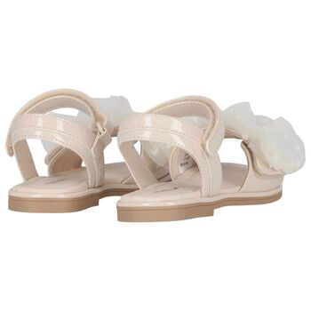 Girls Ivory Tulle Ruffle Sandals