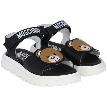 Black Teddy Bear Logo Sandals