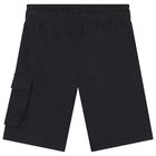 Boys Black Logo Shorts, 1, hi-res