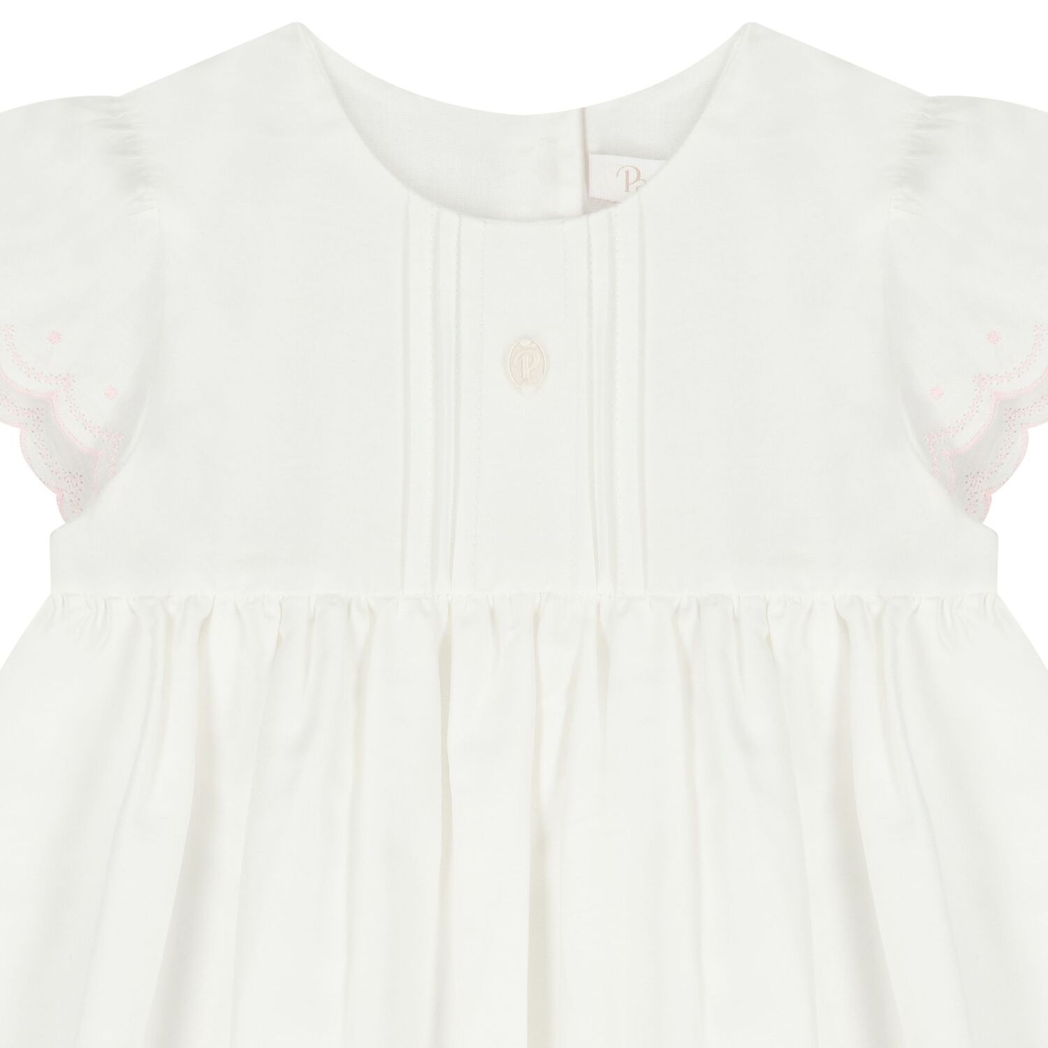 Baby Girls White Embroidered Dress, 1, hi-res