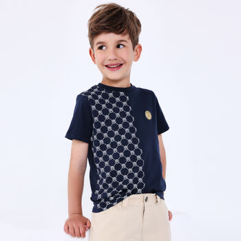 Boys Navy Blue Logo T-Shirt