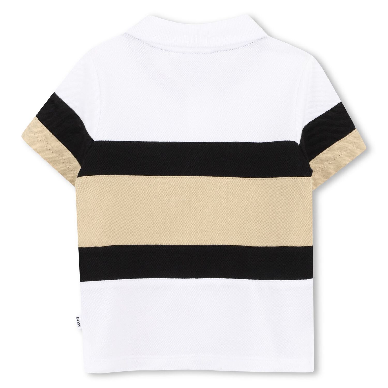 Younger Boys White, Black & Beige Logo Polo Shirt, 1, hi-res