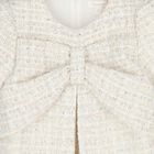 Girls Ivory Bow Tweed Dress, 1, hi-res