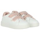 Girls White & Pink Logo Trainers, 1, hi-res