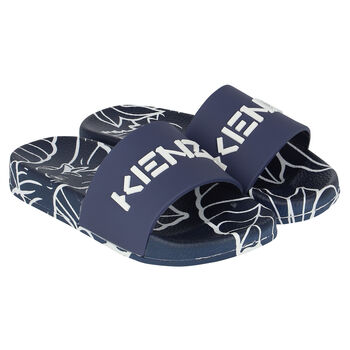 Boys Navy & White Logo Sliders