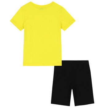 Boys Yellow & Black Logo Short Set
