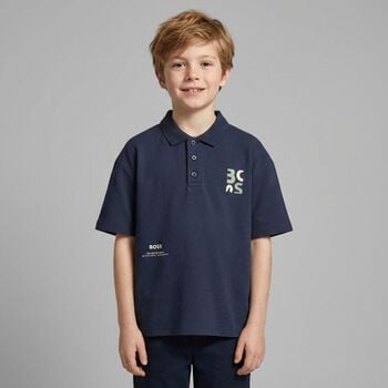 Boys Navy Blue Logo Polo Shirt