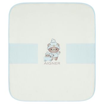 Baby Boys Blue & White Logo Blanket