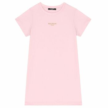 Girls Pink & Gold Logo Dress