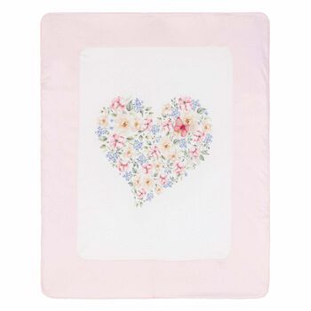 Baby Girls White & Pink Floral Blanket