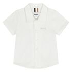 Younger Boys White Logo Shirt, 1, hi-res