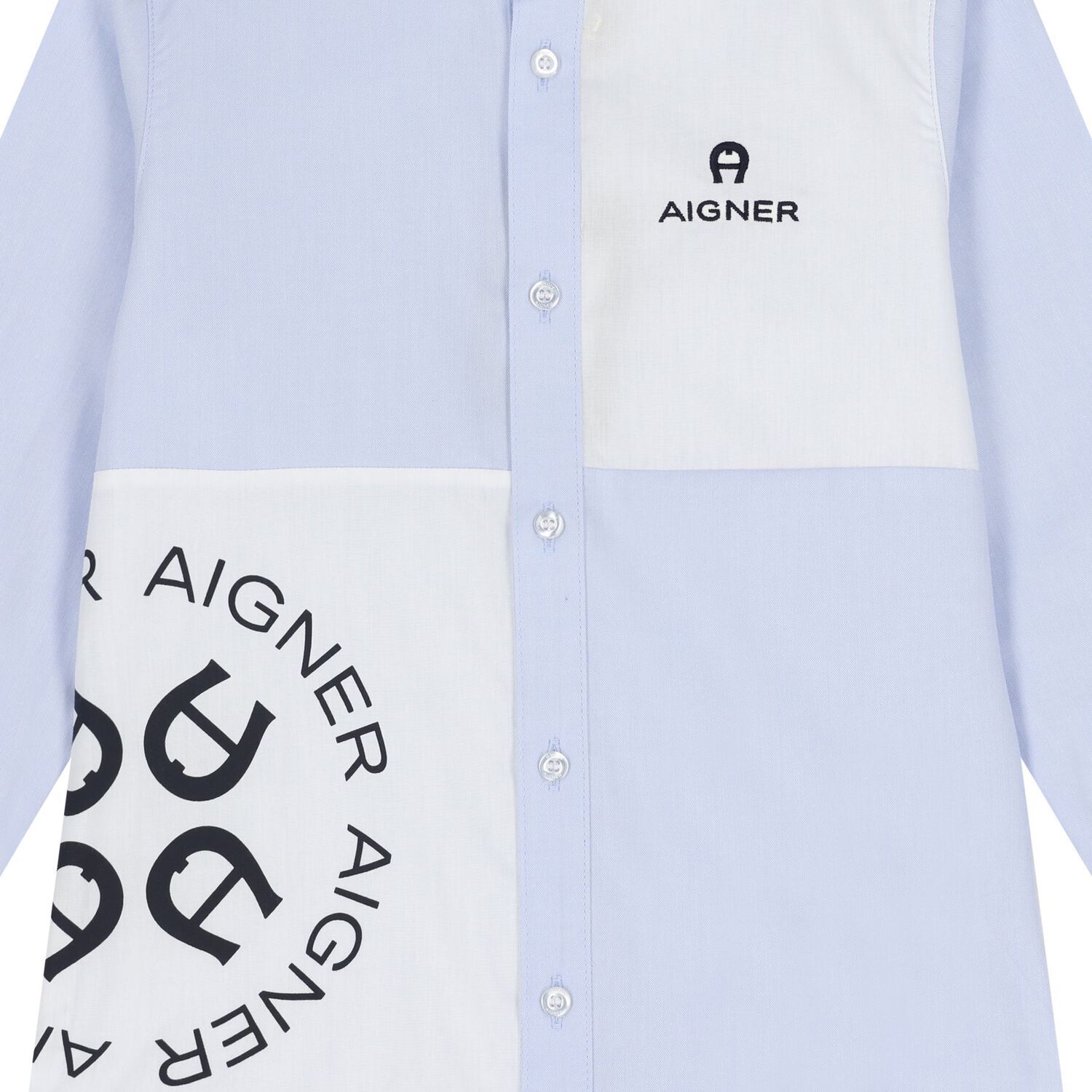 قميص بشعار  باللون أزرق وأبيض للأولاد, 1, hi-res