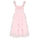 Girls Pink Tiered Tulle Dress, 1, hi-res