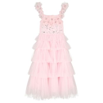 Girls Pink Tiered Tulle Dress