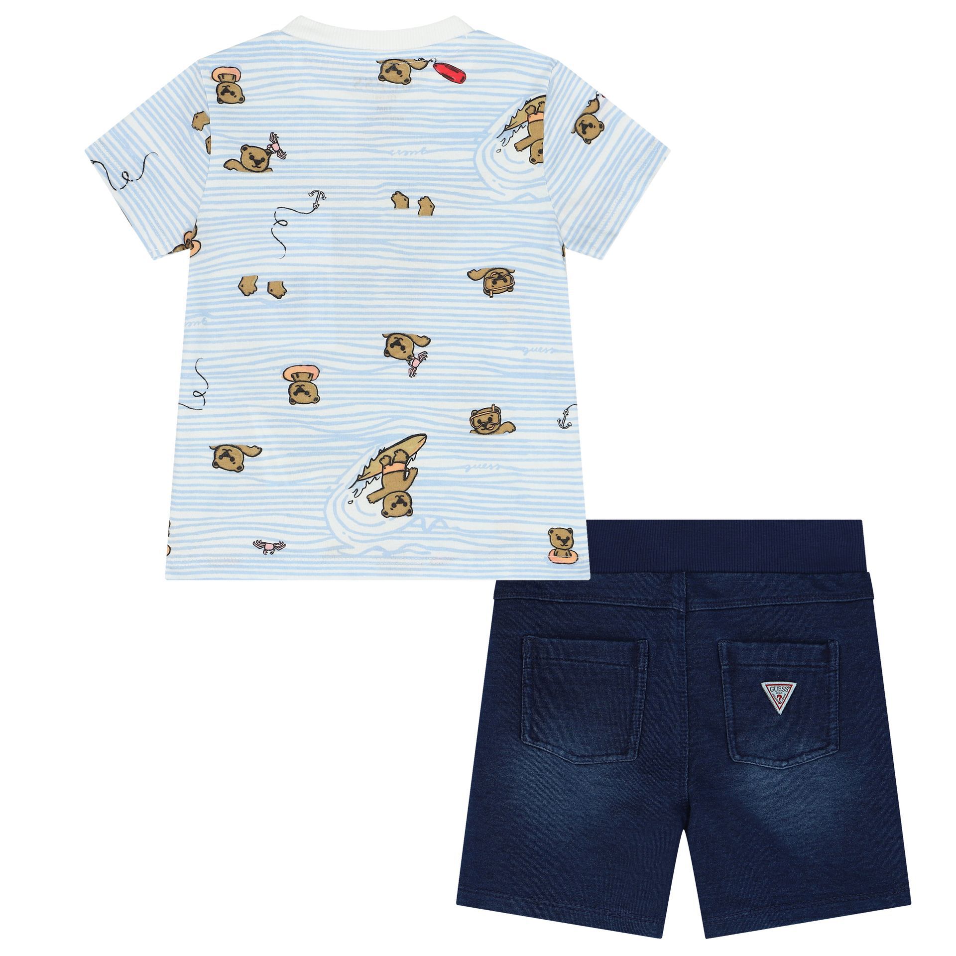 Guess Baby Boys Blue Logo Shorts Set Junior Couture UAE