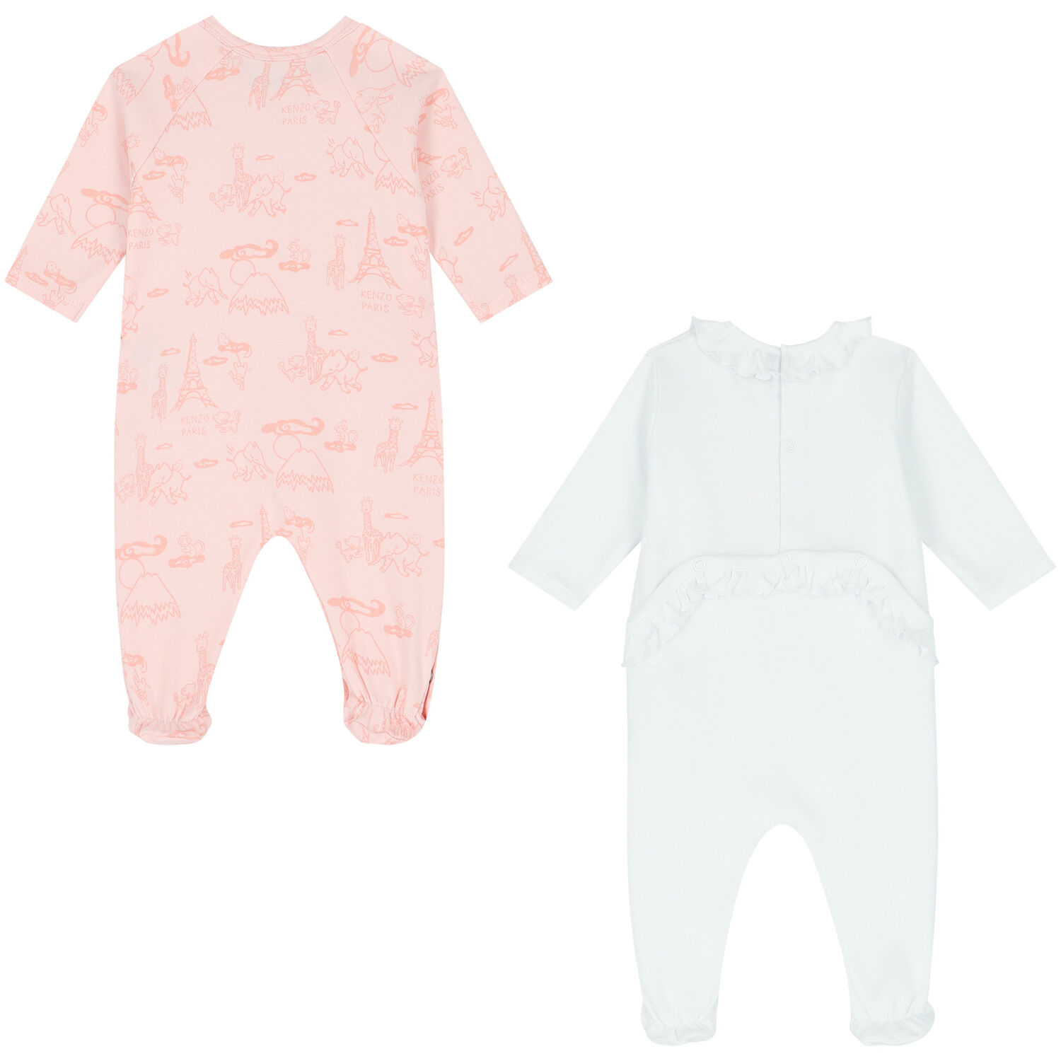 افرول بالشعار باللون الأبيض والوردي للبنات ( قطعتين), 2, hi-res